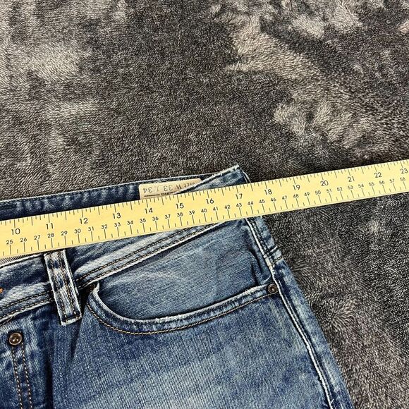 Diesel Safado Slim-Straight Blue Denim Distressed Jeans Button Fly 33X34(35X34.5 - Picture 7 of 15